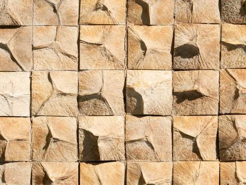 Close-up texture of coconut shell bottom on the wall. Foto stock