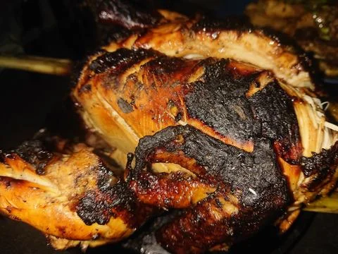 Close up texture of cooked grilled chicken Stock Photos