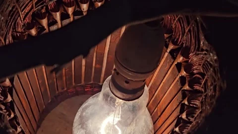 Close up texture of copper motor windings illuminated by a bright lamp, highligh Video stock 345831180