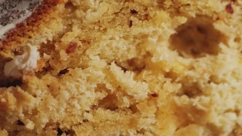 Close-up texture of a cupcake pie filled with dried fruits and nuts. Stock Footage 301606214