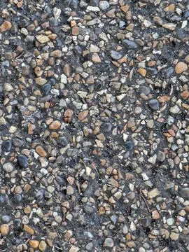 Close-Up Texture of Exposed Aggregate Concrete Pavement Stock Photos