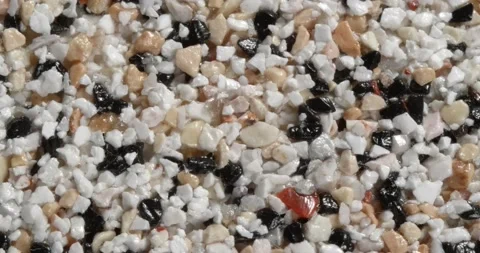 Close-up texture of fine marble chips. Multi color. Видео 167880770