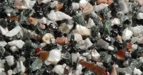 Close-up texture of fine marble chips. Multi color. Видео 167880954