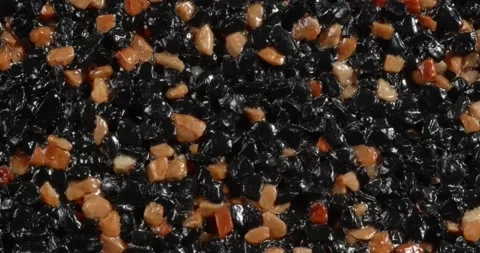 Close-up texture of fine marble chips. Black and brown color. Stockbeeldmateriaal 168280827