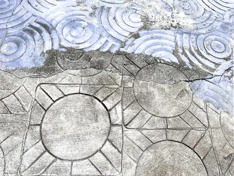 Close Up Texture Geometric Pattern On The Old Floor At Mukdahan Stock Photos