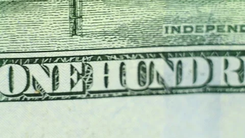 Close-up texture of green-toned hundred-dollar bill fragment Stock Footage 322911065