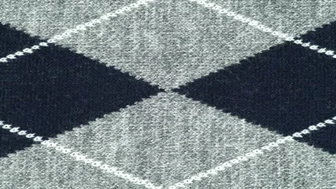 Close Up Texture of Knitted Sweater with Diamonds. Stock Footage 297539366