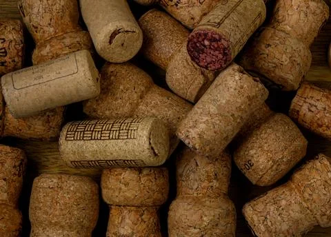 Close-up texture of mixed wine corks Stock Photos