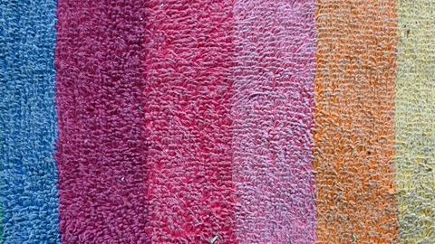 Close Up Texture of Multi Colored Striped Terry Cloth Fabric Stock Photos