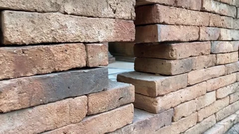Close-up texture of old orange bricks Stock Footage 312095363