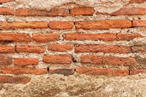 Close up of Texture of old red brick wall. background of empty brick wall Stock Photos