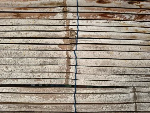 Close-up texture of an old weathered bamboo blind. Stock-Fotos