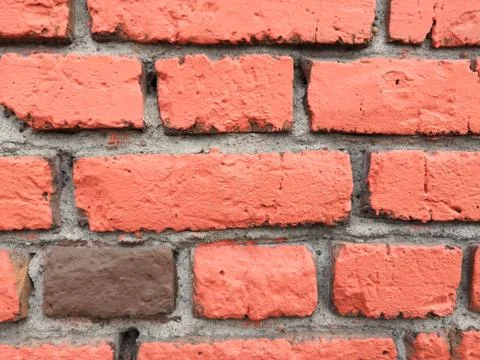 Close up texture of red brick wall. Stock Photos