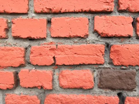 Close up texture of red brick wall. Stock Photos