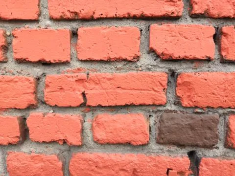 Close up texture of red brick wall. Stock Photos