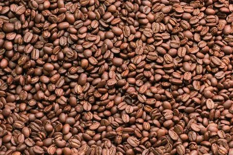 Close Up Texture of Roasted Coffee Beans Full Frame Background Stock Photos