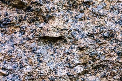 Close-up texture of rough pink and black granite rock surface Stock Photos
