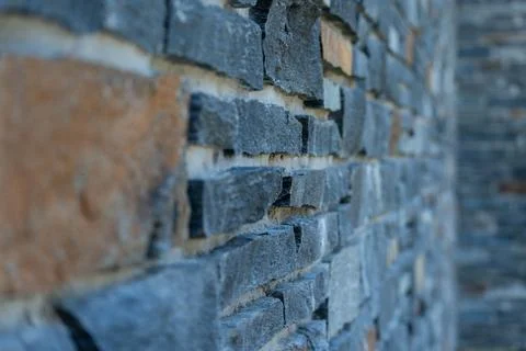 Close-Up Texture of a Rustic Slate Stone Wall Stock Photos