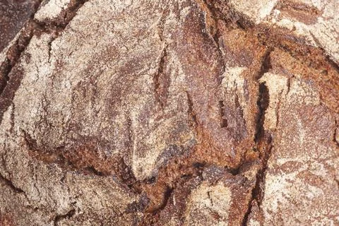 Close-up texture of rye bread crust 스톡 사진