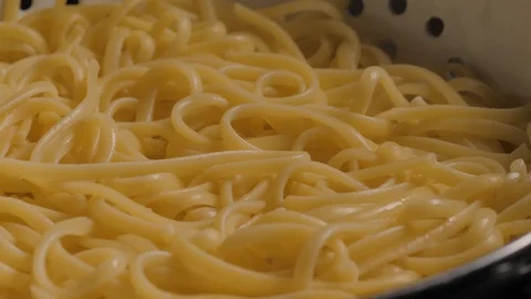 Close up texture shot of cooked spaghetti noodles plain. Stock Footage 122876409