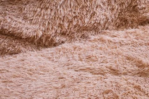 Close-up texture of soft fluffy beige shag carpet with deep pile Stock Photos