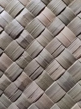Close Up Texture of Traditional Woven Leaf Mat Stock Photos