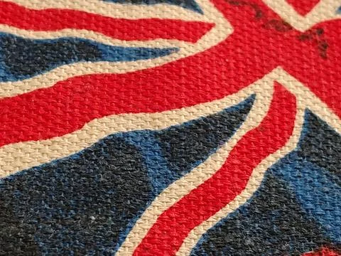 Close-up Texture of the Union Jack Flag Fabric. Stock Photos