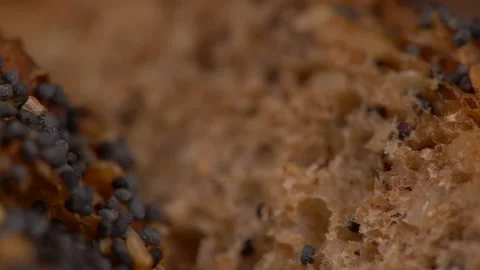 Close Up Texture of Whole Wheat Bread with Seeds Stock Footage 130204225