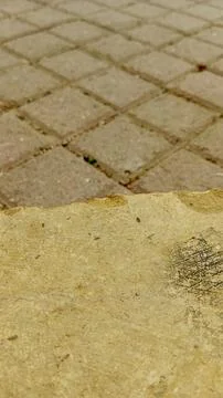 Close up texture of yellow stone surface edge on paved walkway photo 写真素材