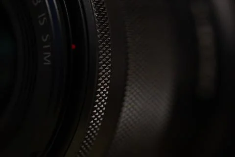 Close-Up of Textured Camera Lens Focus Ring Detail Stock Photos