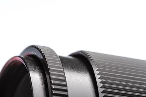 Close-up of textured camera lens ring 库存照片