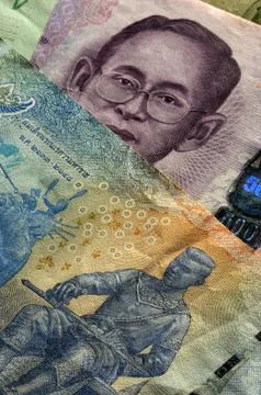 Close up on Thai banknotes Foto stock