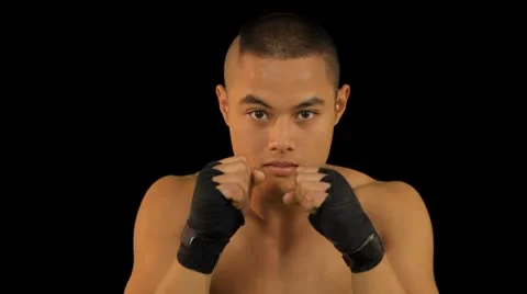 Close up of Thai boxer fighting Stock Footage 8948345