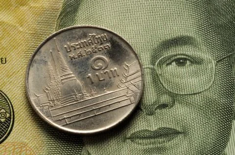 Close up on Thai currency Stock Photos