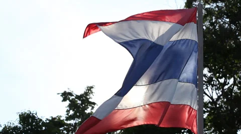 Close Up Of Thai Flag Against the Sun Stock Footage 38899232