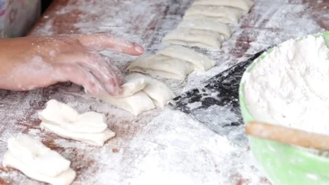 Close Up of Thai Pastries Being Made Stock Footage 78202723