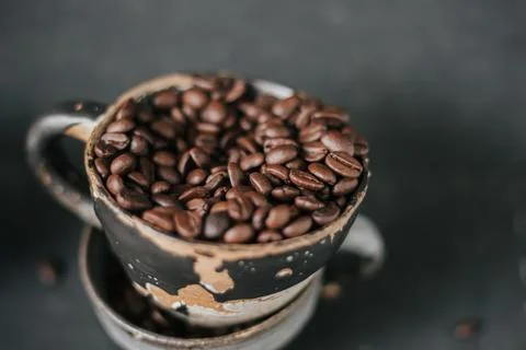 Close up Thai roasted coffee beans Foto stock
