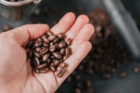 Close up Thai roasted coffee beans Foto stock