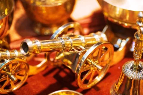 Close up of Thai styled ancient brass design vintage Stock Photos