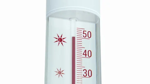 Close up at thermometer shows decreasing temperature. 库存影片 90278263