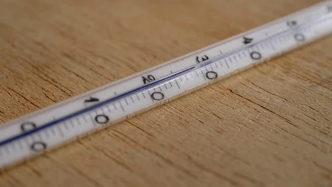 Close-up of a thermometer in which the temperature rises Stock Footage 78502247