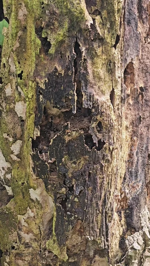 Close-Up of a Thorny Cotton Tree Trunk with Textured Bark Видео 332469237