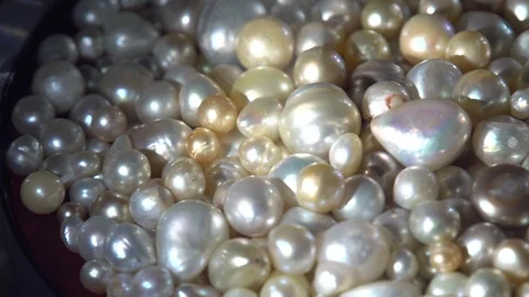 Close up of thousands of Pearls with a slow camera pan movement Stock Footage 104485614