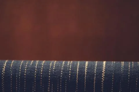 Close up thread linen fabric background texture with copy space Stock Photos