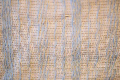 Close up thread linen fabric background texture with copy space Stock Photos