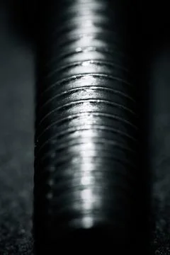 Close-up of the thread of a metal screw Stock Photos