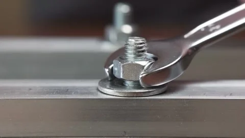 Close-up of a threaded nut and bolt Video stock 313343529