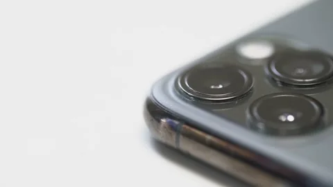 Close up of three cameras in iPhone. Professional cameras in new iPhone Video stock 163863012