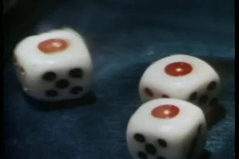 Close-up three dice on craps table Stock Footage 11347918