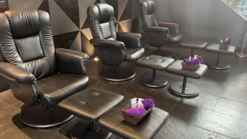 Close-up of three massage chairs Stock Footage 312095704